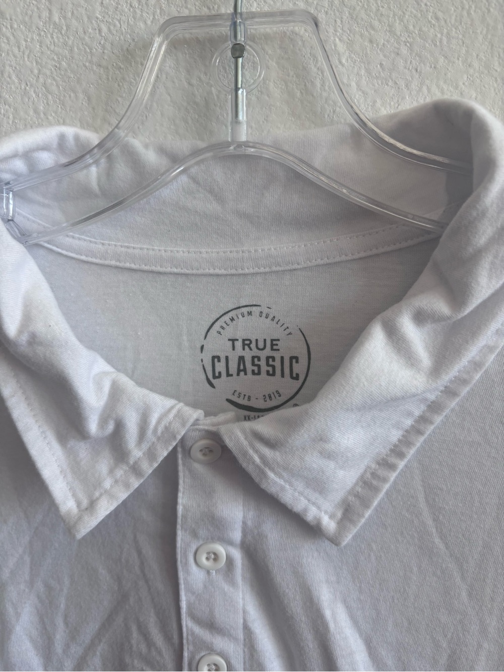 True Classic White Polo Shirt with Button Placket